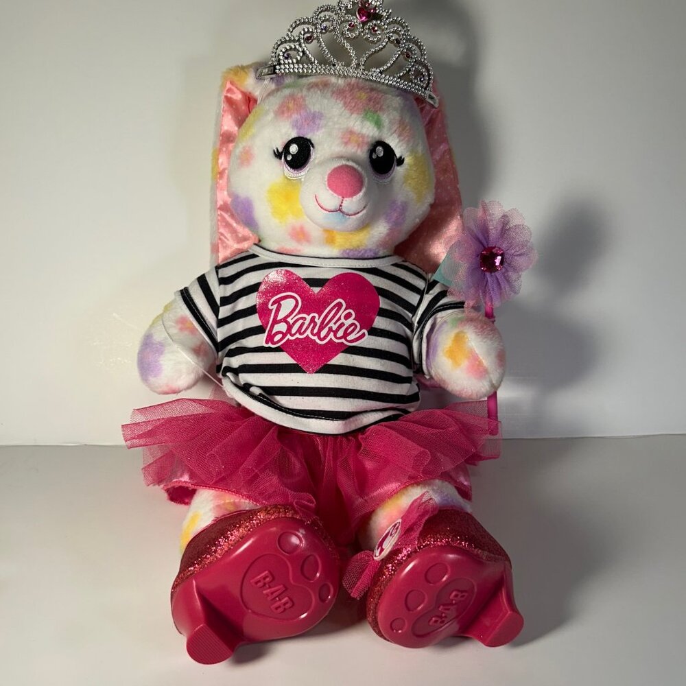 Build A Bear Blossom Flowers Pastel Pattern Plush Stuffed Bunny with Accessories